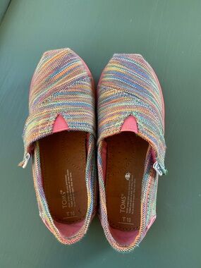 Toms Multicolor Woven Slip-On Flats with Pink Accents